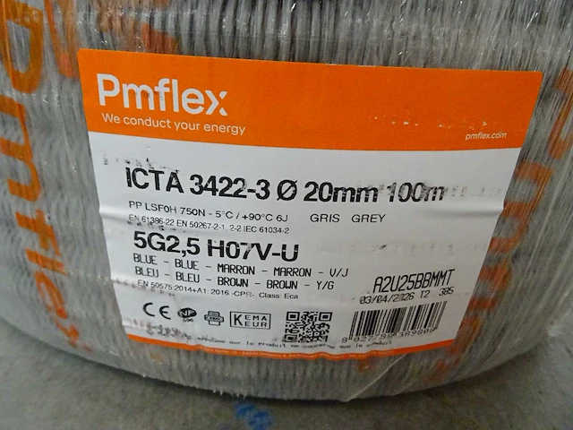 Pmflex - icta 3422-3 - 5g2,5 h07v-u - voorbedrade flexbuis 100 mtr - afbeelding 2 van  2