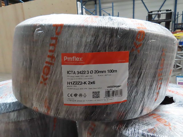 Pmflex - icta 3422 3 ø 20mm - h1z2z2-k 2x6 - rol voorbedrade flexbuis 100m (2x) - afbeelding 1 van  1