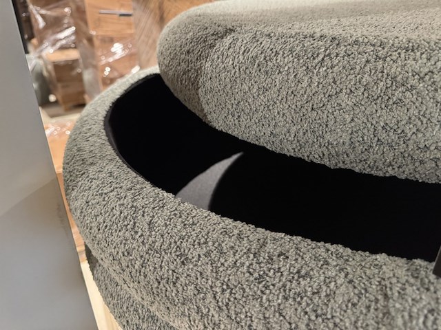 Poef, bouclegroen stof - afbeelding 4 van  4