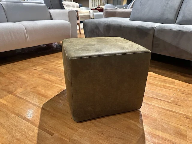 Poef / hocker sitdesign, olive groen - afbeelding 2 van  5