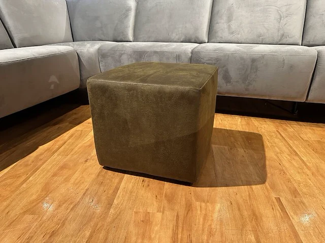 Poef / hocker sitdesign, olive groen - afbeelding 5 van  5