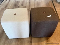 Poefen stof bruin / wit (2 stuks) - afbeelding 2 van  2