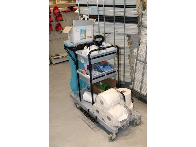 Poetskar met diverse schoonmaakproducten - afbeelding 2 van  2