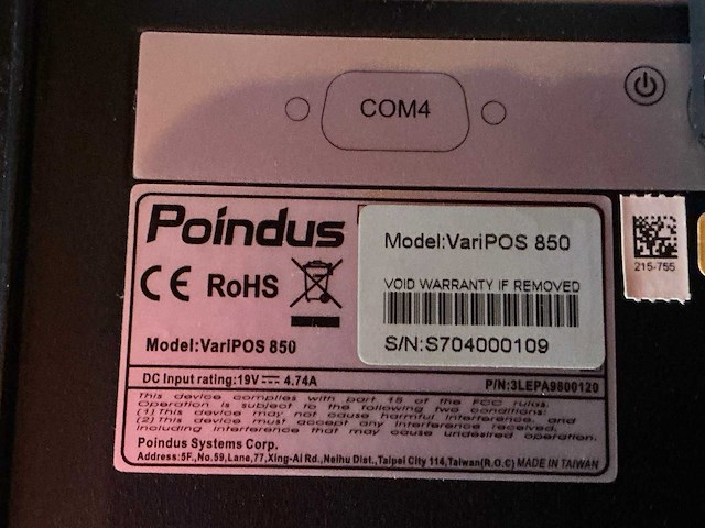 Poindus varipos 850 touchscreen kassa (4x) - afbeelding 4 van  5