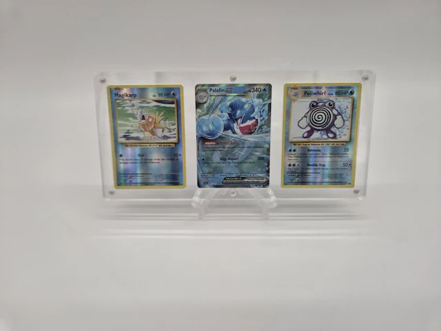 Pokémonkaarten – magikarp, palafin ex & poliwhirl – inclusief magnetische display en standaard - afbeelding 5 van  12