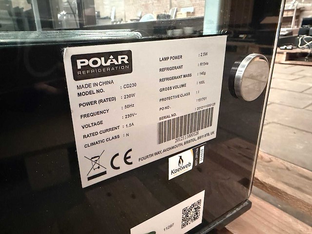 Polar - cd230 - koelvitrine / countertop displaykoeling 160 liter - afbeelding 7 van  10