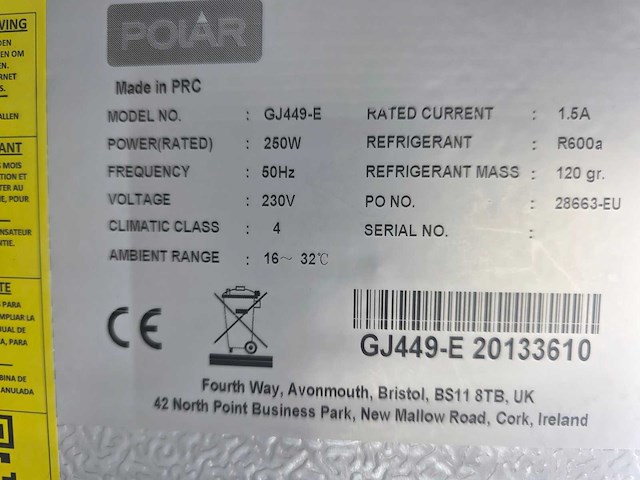 Polar - gj449-e - dubbeldeurs glasdeurkoeling - afbeelding 5 van  9