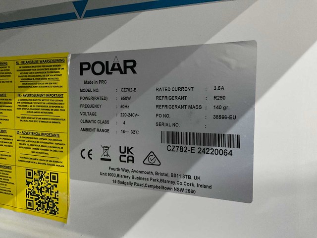 Polar cz782-e dubbeldeurs vrieskast - afbeelding 7 van  7