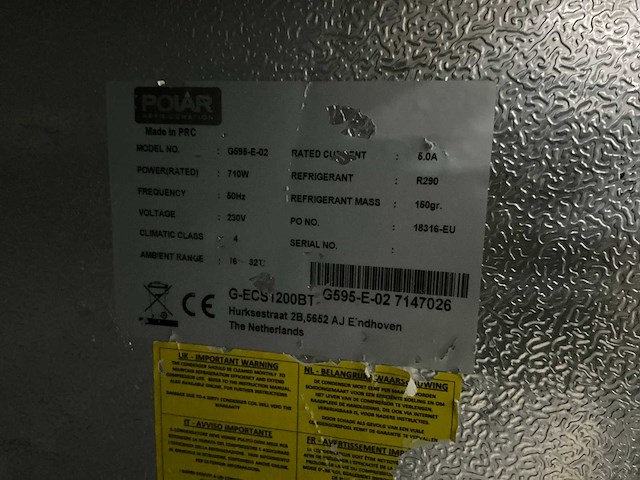 Polar g595-e-02 dubbeldeurs vrieskast - afbeelding 5 van  5