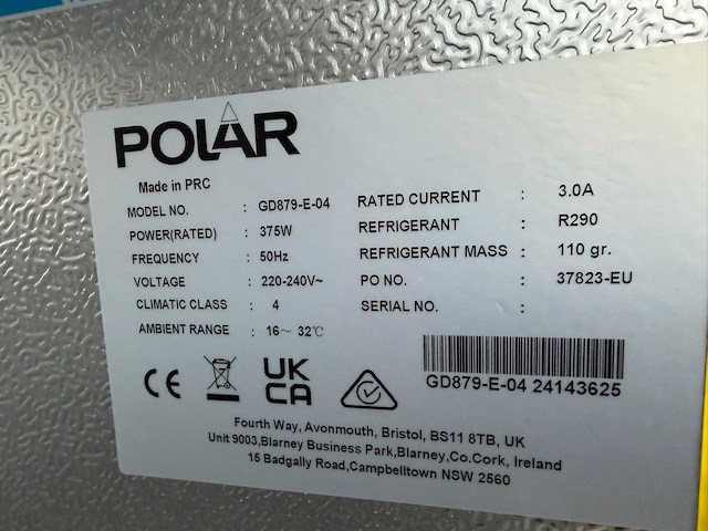 Polar ongebruikt - dubbeldeurs - koelkast - afbeelding 6 van  6