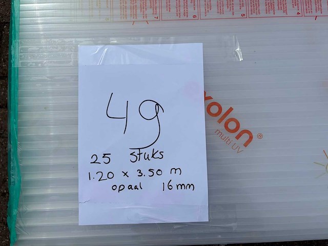 Polycarbonaat opaal 1,20 x 3,50 m - 16mm - afbeelding 3 van  5