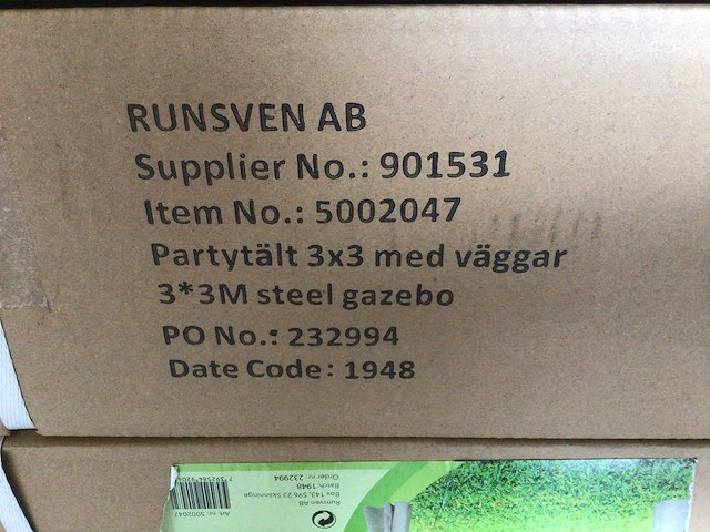 Polyester partytent met gordijnen - 300x300x260 cm - afbeelding 5 van  9