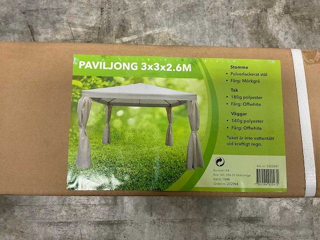 Polyester partytent met gordijnen - 300x300x260 cm - afbeelding 7 van  9