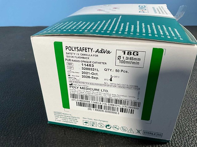Polymed - veilige i.v. naalden - adva 18gx45mm (box/50) (76x) - afbeelding 4 van  6