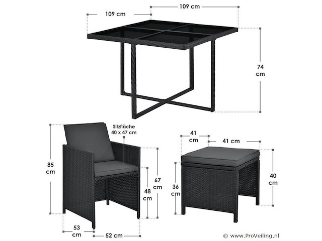 Polyrotan eetset baracoa l - afbeelding 11 van  14