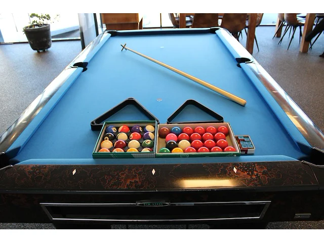 Poolbiljarttafel kimsteel by sam billiards spain met afdeklaken, 2 sets ballen, twee opzettriangels, zes ke... - afbeelding 3 van  6