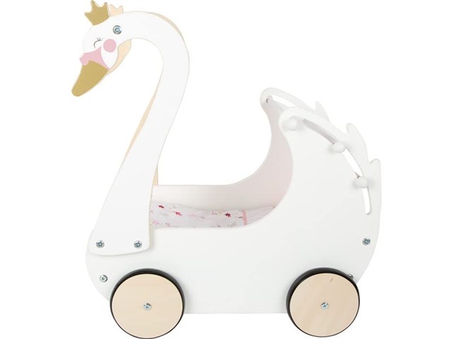 Poppenwagen zwaan houten speelgoed vanaf 3 jaar - afbeelding 3 van  3