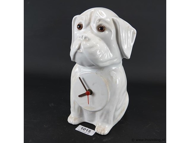 Porseleinen hond als klok - afbeelding 1 van  5