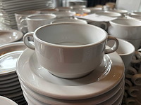 Porseleinen soepkom met schotel set (124x) - afbeelding 2 van  3