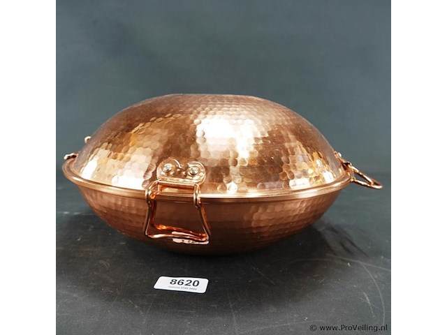 Portugese handgehamerd koperen cataplana pan - afbeelding 3 van  5