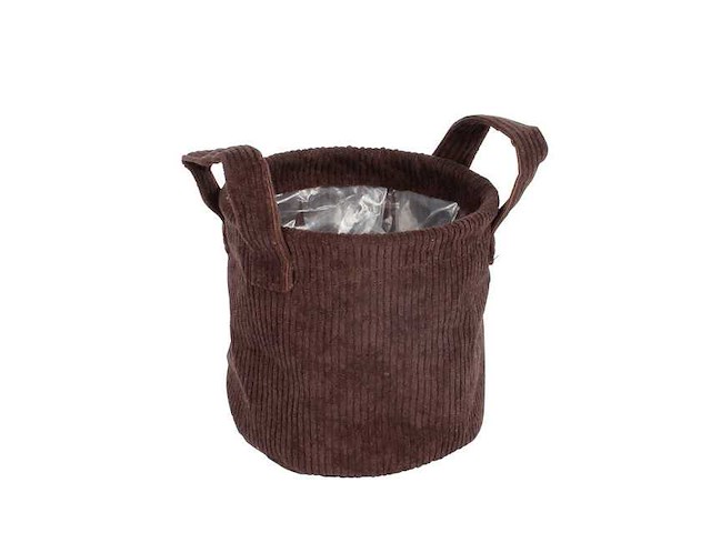 Pot ribby fabric ø12.5xh12.5cm bruin 10p (1550x) - afbeelding 1 van  1