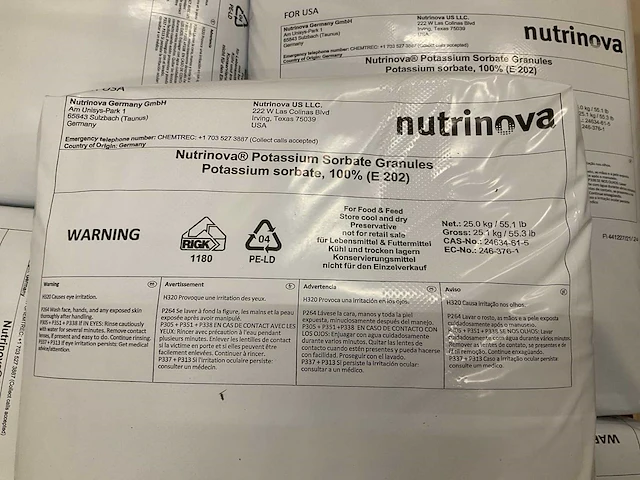 Potassium sorbate 100% (e 202) 25kg (5x) - afbeelding 3 van  4