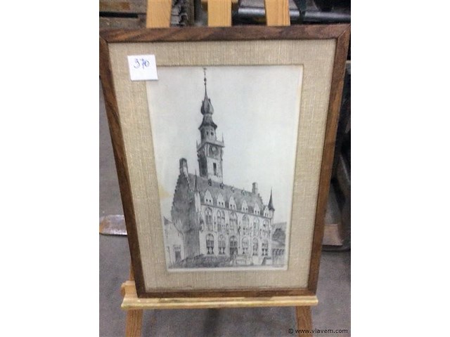 Potloodtekening stadhuis vere - afbeelding 1 van  3