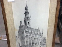 Potloodtekening stadhuis vere - afbeelding 1 van  3