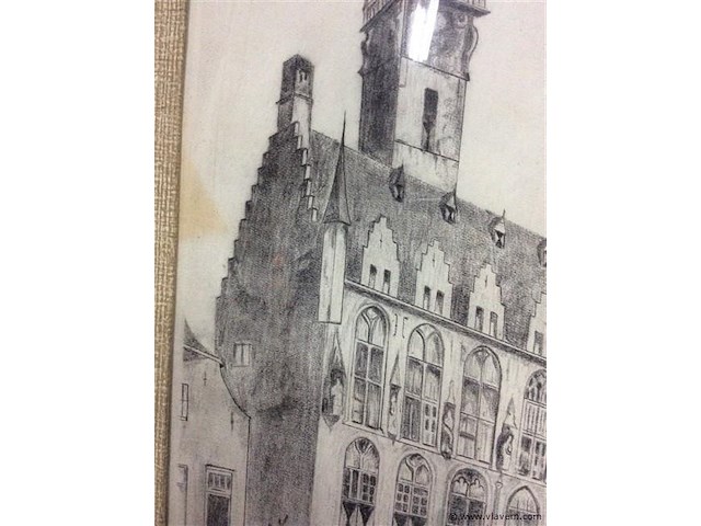 Potloodtekening stadhuis vere - afbeelding 3 van  3