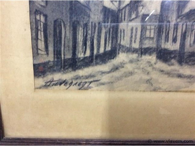 Potloodtekening straatje - afbeelding 2 van  2