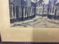 Potloodtekening straatje - afbeelding 2 van  2