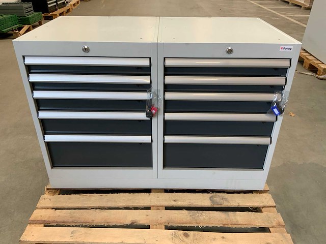 Povag dubbele werkplaats ladenkast 2x5 laden - afbeelding 2 van  5