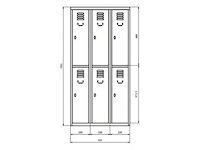 Povag lkp-207 lockerkast 6 deurs 3 delig - afbeelding 2 van  4