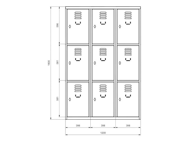 Povag lkp-259 lockerkast 9 deurs 3 delig - afbeelding 3 van  4