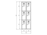 Povag lkp-322 lockerkast 6 deurs 2 delig - afbeelding 3 van  4
