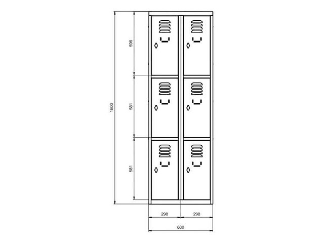 Povag lkp-322 lockerkast 6 deurs 2 delig - afbeelding 3 van  4