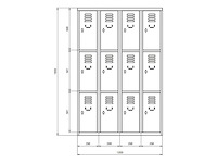 Povag lkp-343 locker - 4 delig - 16 deurs - 1800x1170x500 mm - afbeelding 2 van  3