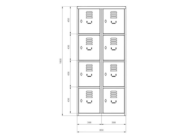 Povag lkp-424 lockerkast 8 deurs 2 delig - afbeelding 3 van  3