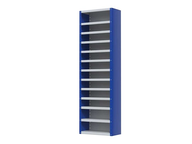 Povag omp-326.01 legbordkast - 12 legborden - 1980x600x300mm blauw/grijs - afbeelding 1 van  3