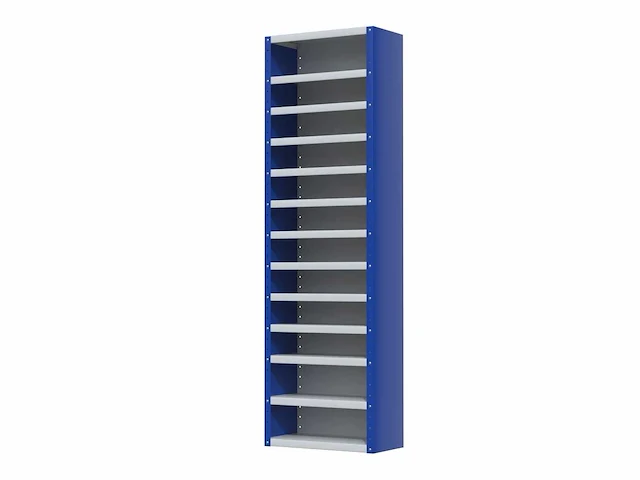 Povag omp-326.01 legbordkast - 12 legborden - 1980x600x300mm blauw/grijs - afbeelding 1 van  3