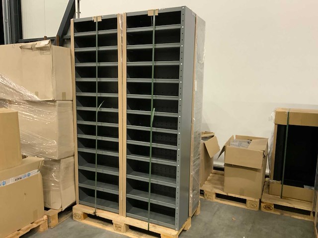 Povag omp-326.01 legbordkast - 12 legborden - 1980x600x300mm grijs/grijs - afbeelding 1 van  4