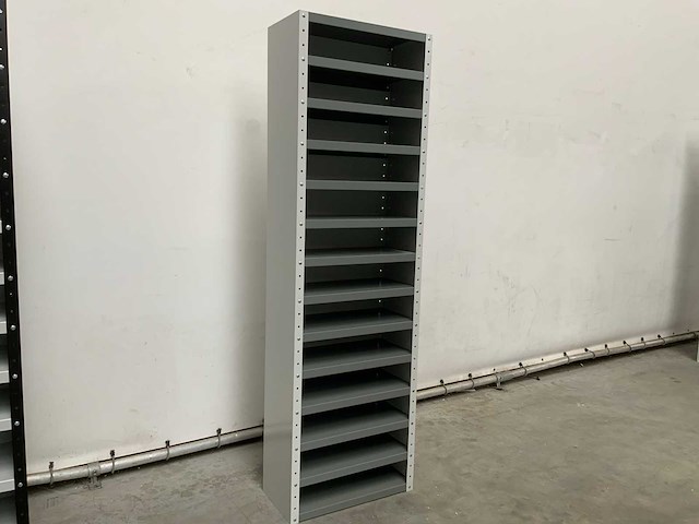 Povag omp-326.01 legbordkast - 12 legborden - 1980x600x300mm grijs/groen - afbeelding 1 van  3