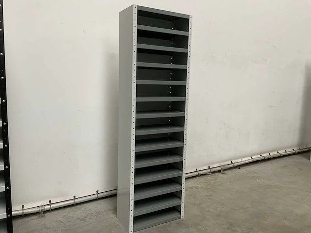 Povag omp-326.01 legbordkast - 12 legborden - 1980x600x300mm grijs/groen - afbeelding 1 van  4
