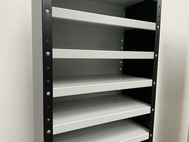 Povag omp-326.01 legbordkast - 12 legborden - 1980x600x300mm zwart/grijs - afbeelding 4 van  4