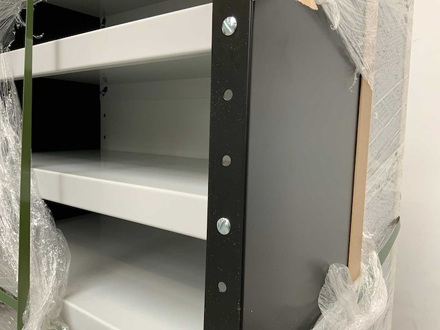 Povag omp-326.01 legbordkast - 12 legborden - 1980x600x300mm zwart/grijs - afbeelding 3 van  5