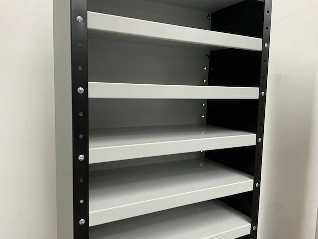 Povag omp-326.01 legbordkast - 12 legborden - 1980x600x300mm zwart/grijs - afbeelding 5 van  6