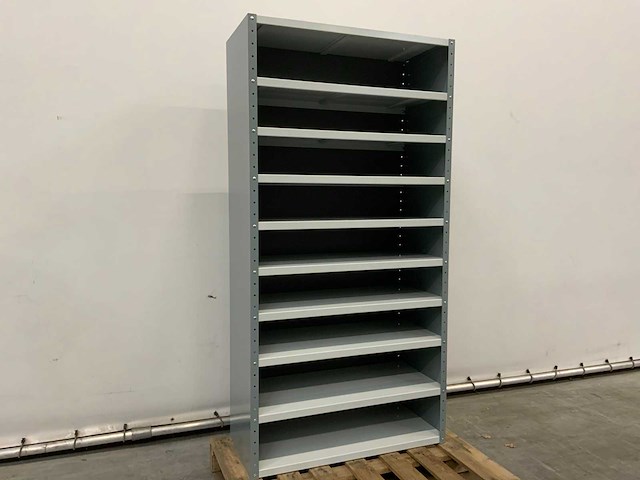 Povag open legbordkast - 10 legborden zwart/licht grijs - afbeelding 1 van  2