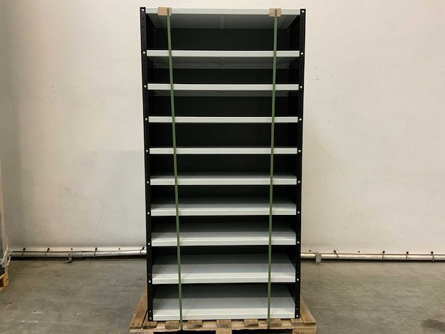 Povag open legbordkast - 10 legborden zwart/licht grijs - afbeelding 1 van  3