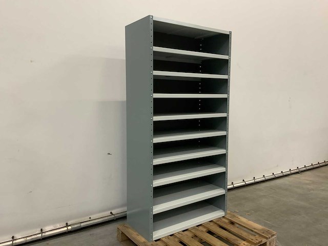 Povag open legbordkast - 10 legborden zwart/licht grijs - afbeelding 1 van  3