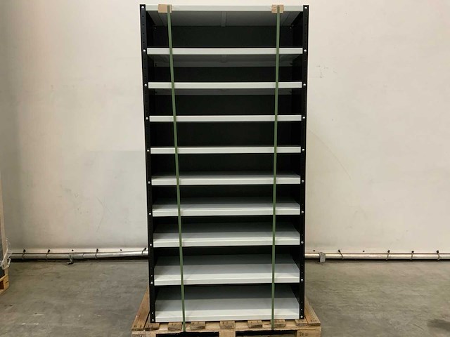 Povag open legbordkast - 10 legborden zwart/licht grijs - afbeelding 1 van  3